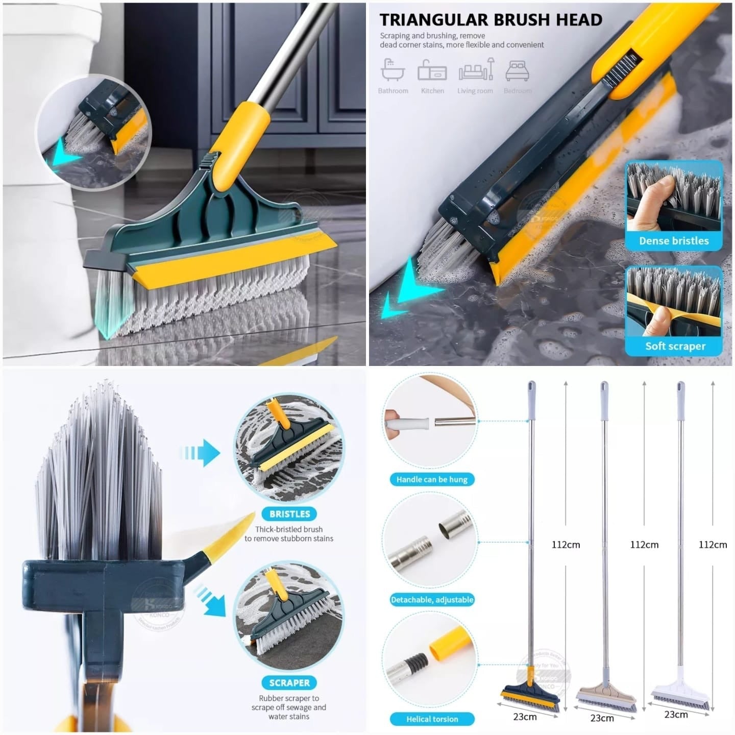 Wiper 2 In 1 With Strong Bristles And Built In Wiper Blade