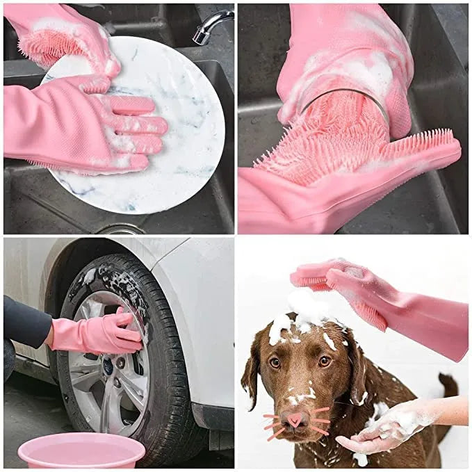 1 Pair Magic Silicon Rubber Gloves