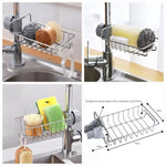 Adjustable Stainless Steel Faucet Storage Rack for Kitchen & Bathroom (Free Delivery)