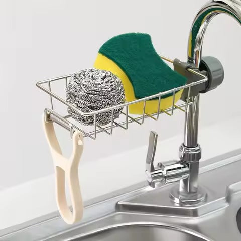 Adjustable Stainless Steel Faucet Storage Rack for Kitchen & Bathroom