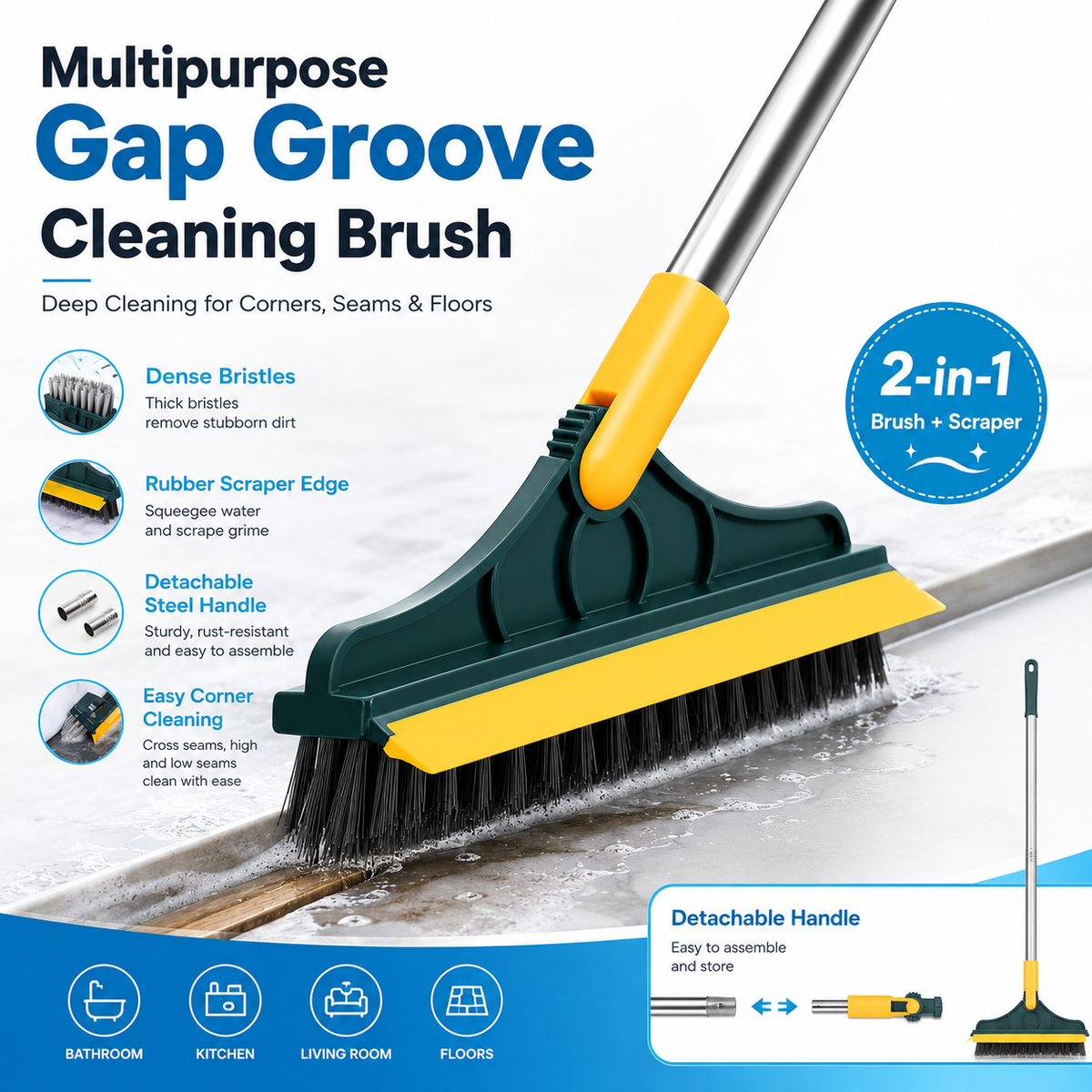 Wiper 2 In 1 With Strong Bristles And Built In Wiper Blade