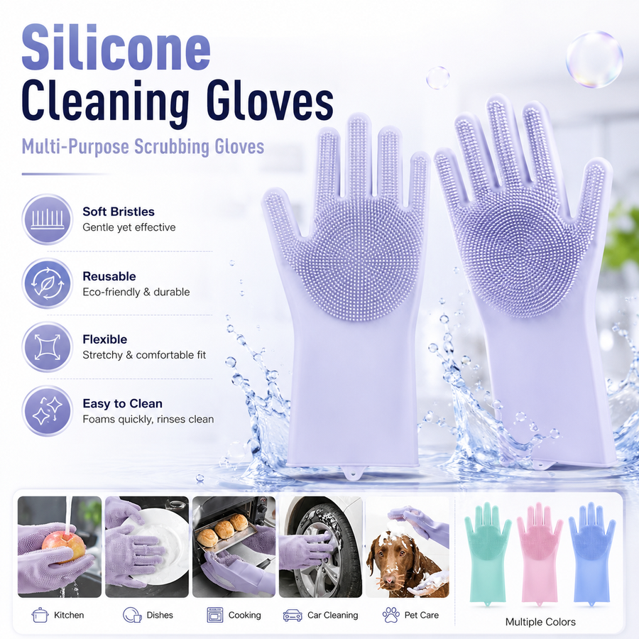 1 Pair Magic Silicon Rubber Gloves